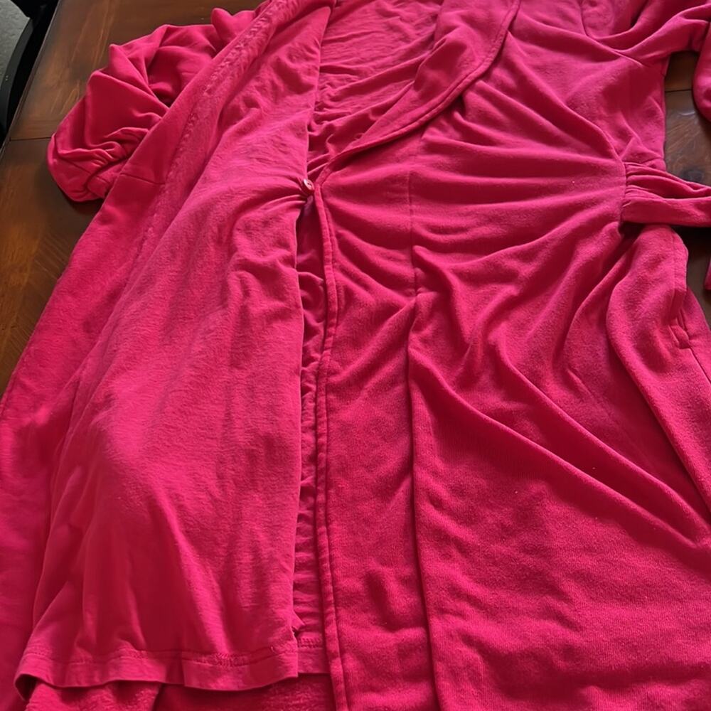 Soma Intimates Red Knit Wrap Robe Woman Size Medium Rhinestone Belt Pockets - Picture 12 of 12